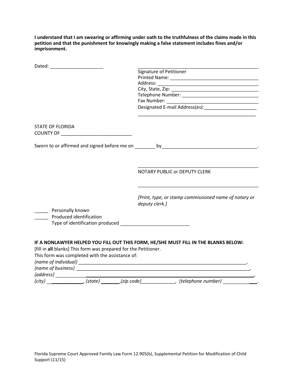 Form 12.905(B) Supplemental Petition for Modification of Child Support - Florida, Page 7