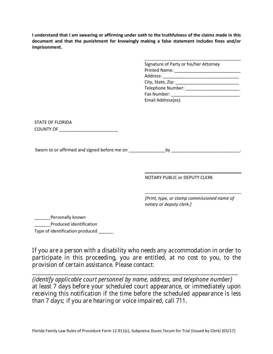 Form 12.911(c) - Fill Out, Sign Online And Download Fillable Pdf 