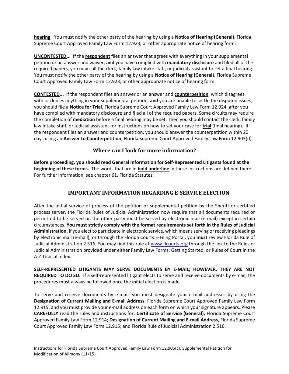 Form 12.905( ) Supplemental Petition for Modification of Alimony - Florida, Page 2
