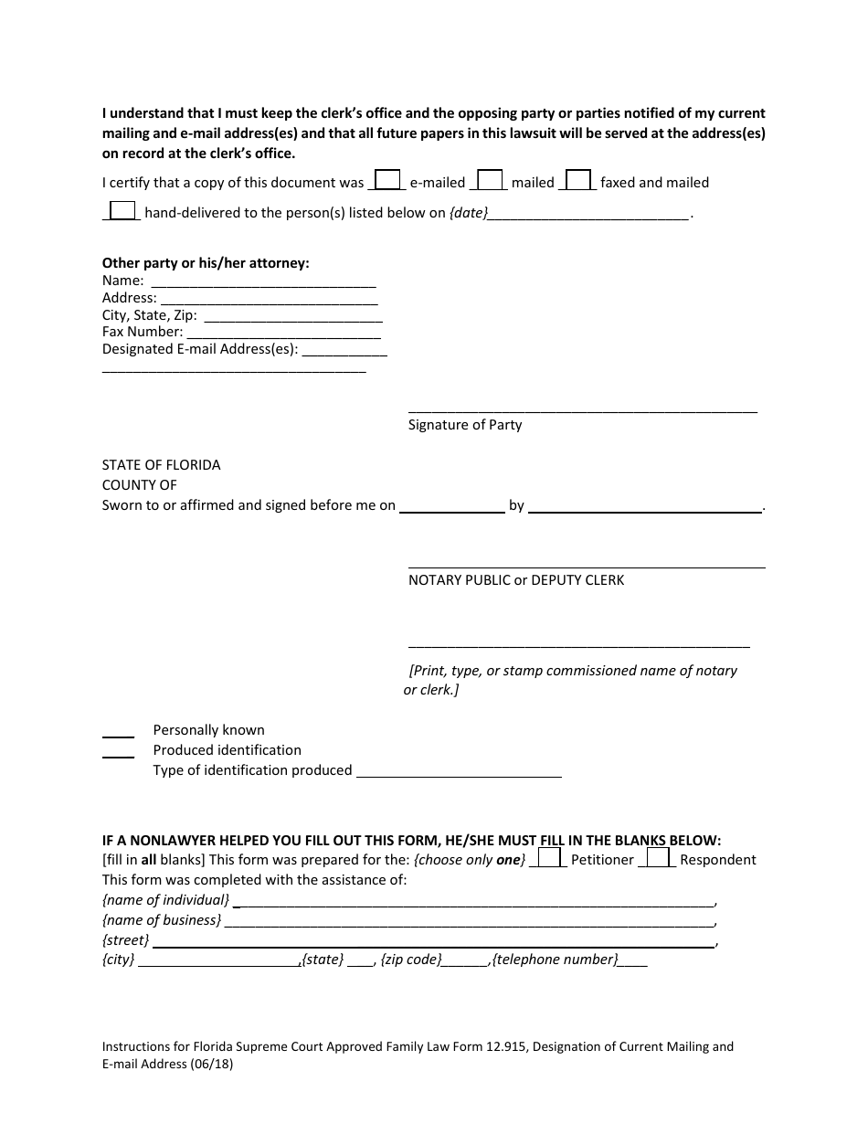 Form 12.915 - Fill Out, Sign Online and Download Fillable PDF, Florida ...