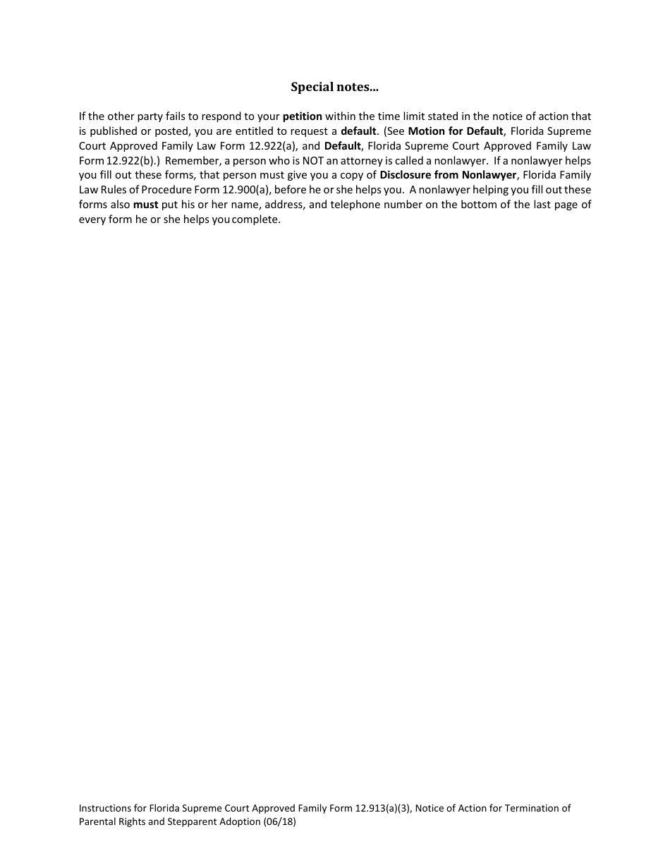 Form 12.913(A)(3) Notice of Action for Termination of Parental Rights and Stepparent Adoption - Florida, Page 3