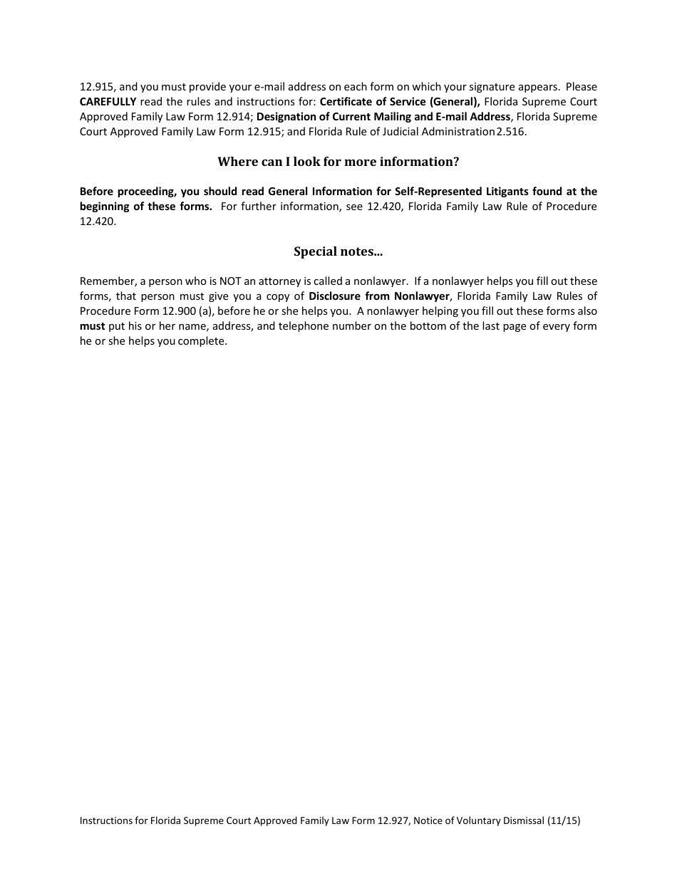 Form 12.927 Notice of Voluntary Dismissal - Florida, Page 2