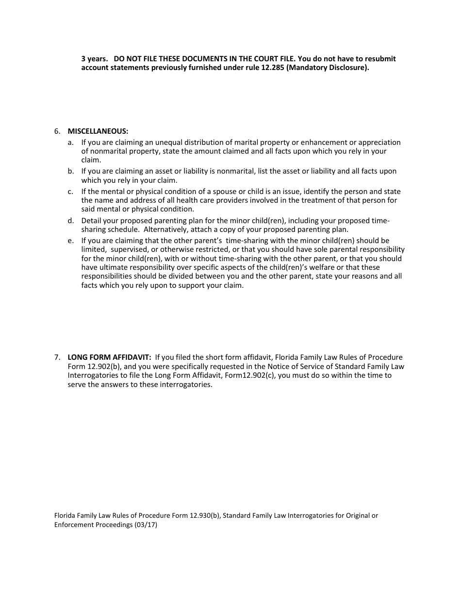 Form 12.930(B) Download Fillable PDF Or Fill Online Standard Family Law ...