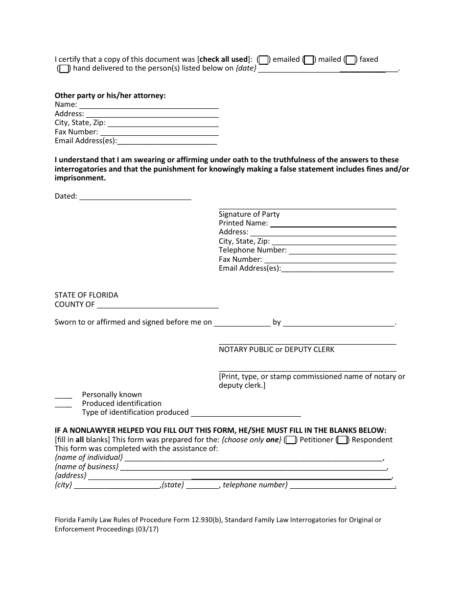 Form 12.930(B) Standard Family Law Interrogatories for Original or Enforcement Proceedings - Florida, Page 12