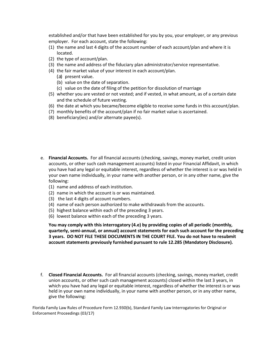 Form 12.930(b) Download Fillable Pdf Or Fill Online Standard Family Law 