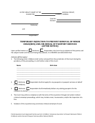 Form 12.941(C) &quot;Temporary Injunction to Prevent Removal of Minor Child(Ren) and/or Denial of Passport Services (After Notice)&quot; - Florida