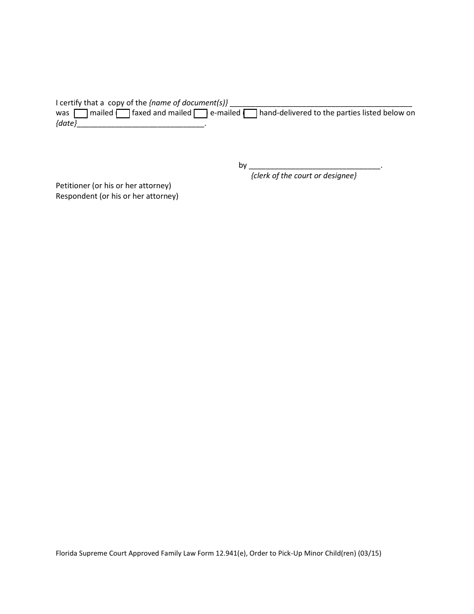 Form 12.941(E) Order to Pick-Up Minor Child(Ren) - Florida, Page 4