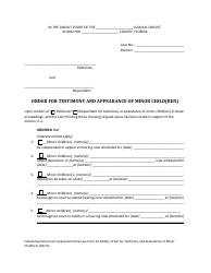 Form 12.944(B) Order for Testimony and Appearance of Minor Child(Ren) - Florida