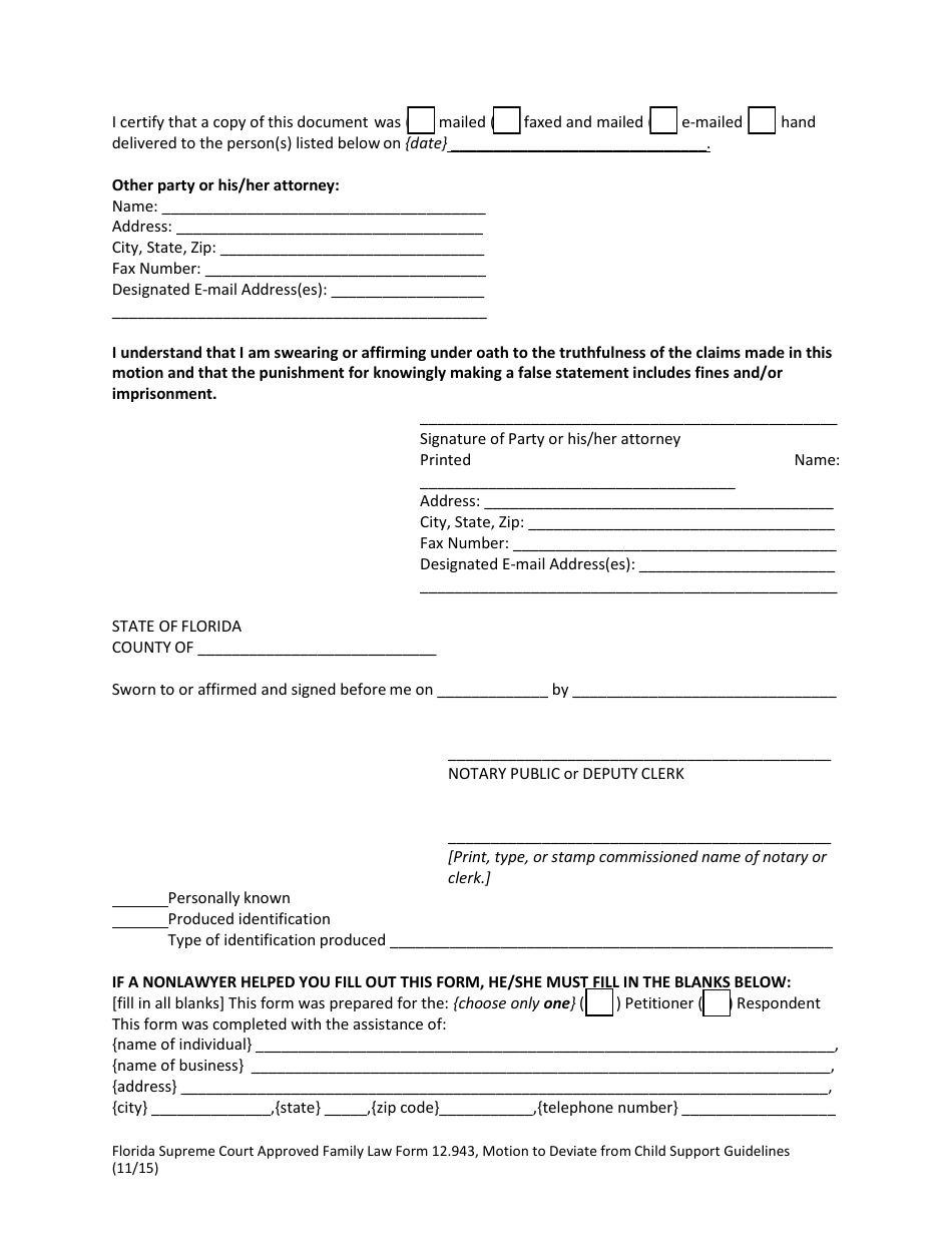 Form 12.943 - Fill Out, Sign Online and Download Fillable PDF, Florida ...