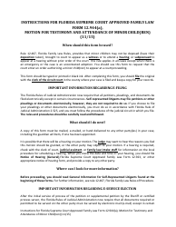Form 12.944(A) &quot;Motion for Testimony and Attendance of Minor Child(Ren)&quot; - Florida