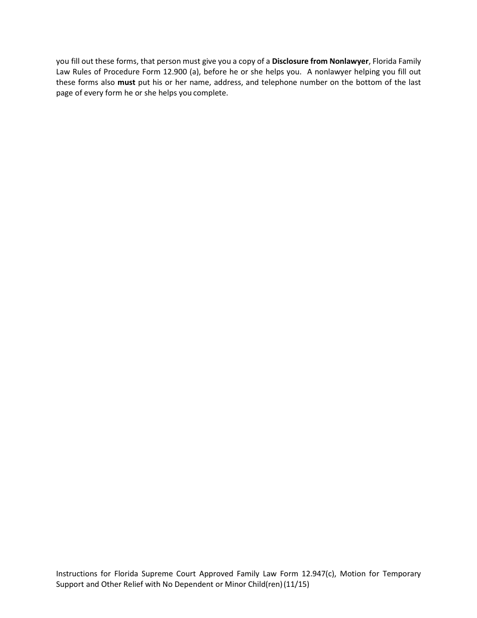 Form 12.947(C) Motion for Temporary Support and Other Relief With No Dependent or Minor Child(Ren) - Florida, Page 3