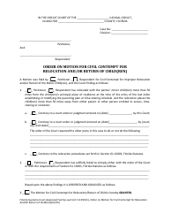 Form 12.950(H) Order on Motion for Civil Contempt for Relocation and/or Return of Child(Ren) - Florida