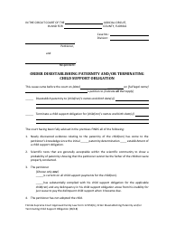 Form 12.951(B) Order Disestablishing Paternity and/or Terminating Child Support Obligation - Florida