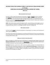 Form 12.911(A) &quot;Subpoena for Hearing or Trial (Issued by Clerk)&quot; - Florida