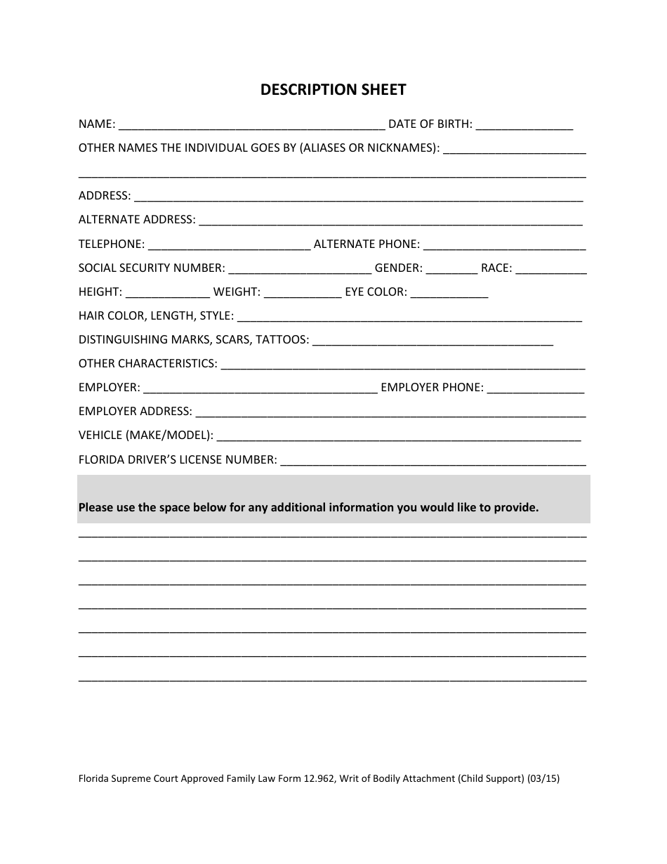 Form 12.962 - Fill Out, Sign Online and Download Fillable PDF, Florida ...