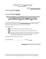 Document preview: Form 12.980(E) Order of Dismissal of Temporary Injunction for Protection Against Domestic Violence, Repeat Violence, Dating Violence, Sexual Violence, Stalking - Florida