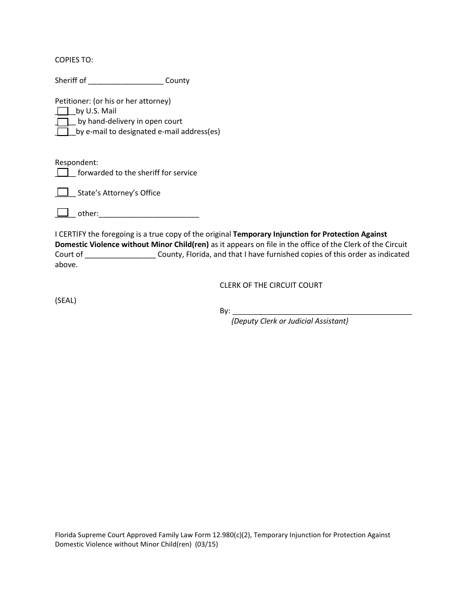 Form 12.980(C)(2) Temporary Injunction for Protection Against Domestic Violence Without Minor Child(Ren) - Florida, Page 7