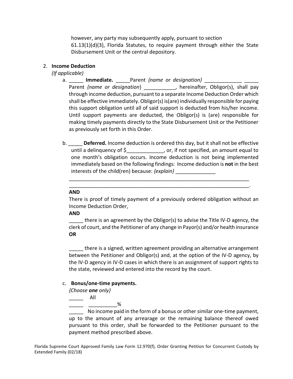 Form 12.970(F) Order Granting Petition for Concurrent Custody by Extended Family - Florida, Page 7