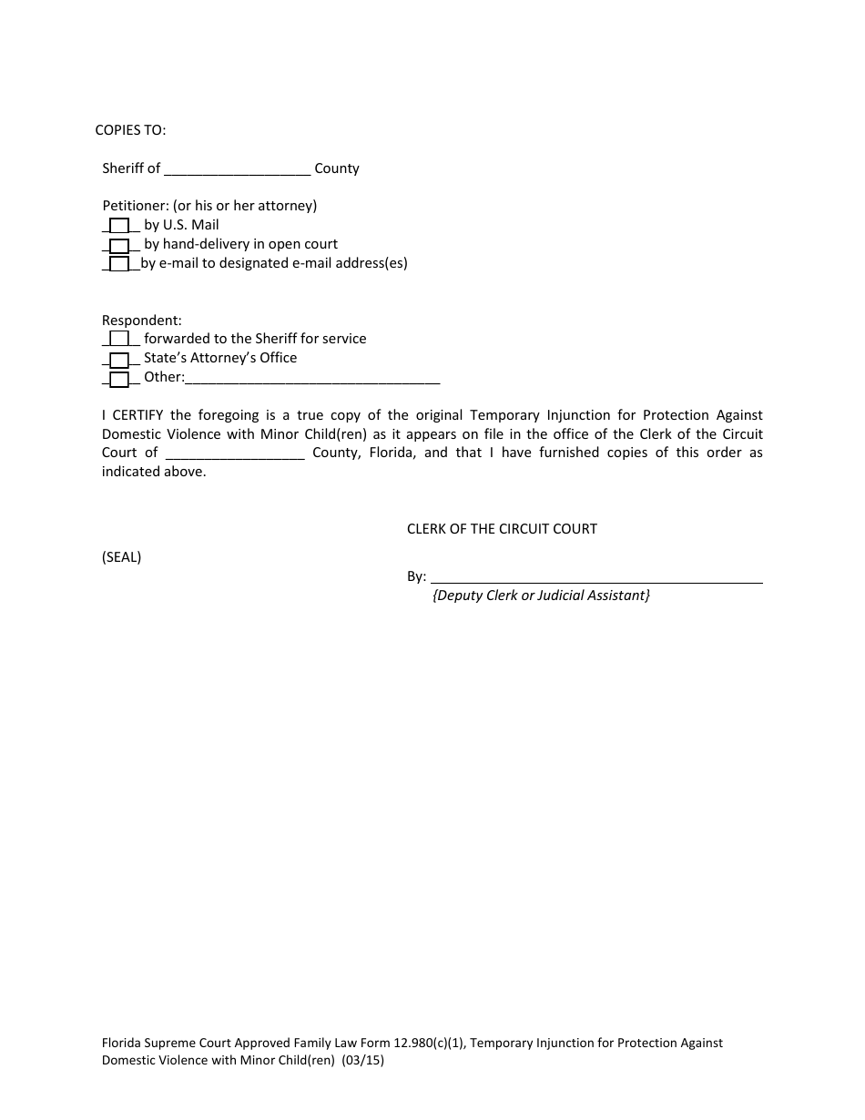 Form 12.980(C)(1) Temporary Injunction for Protection Against Domestic Violence With Minor Child(Ren) - Florida, Page 8