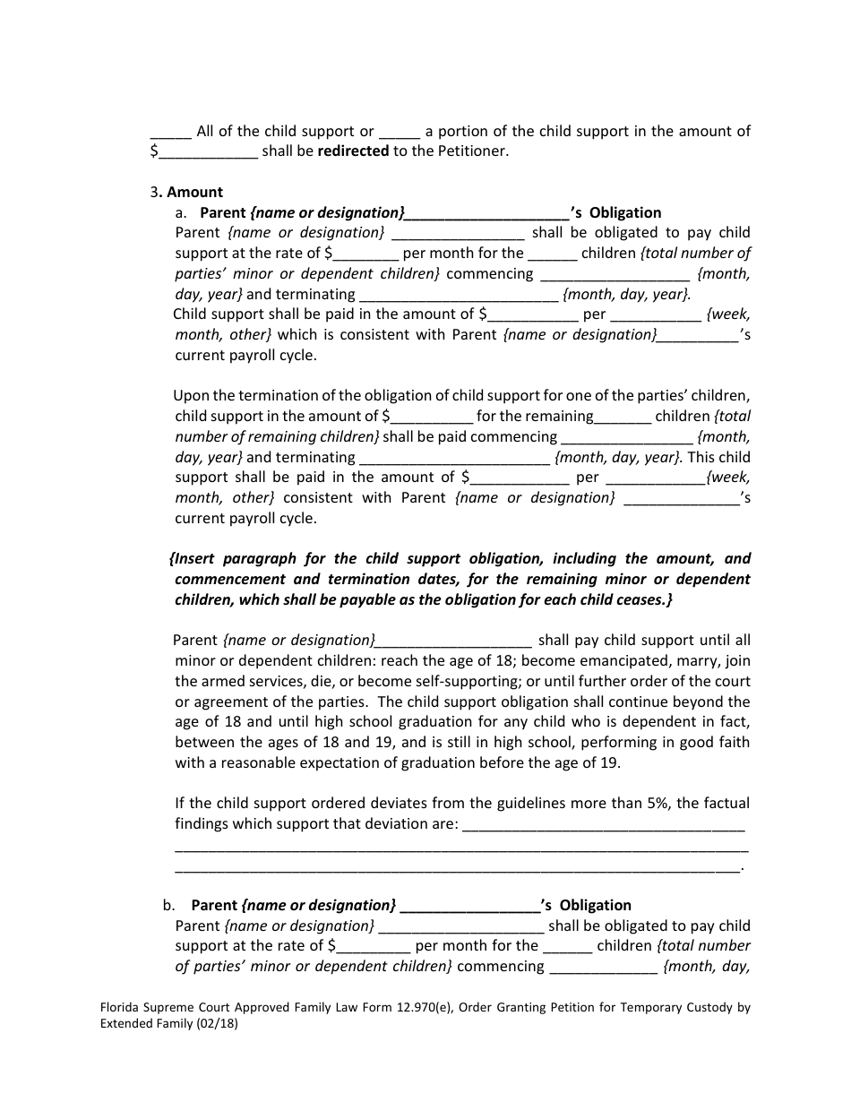 Form 12.970(E) Order Granting Petition for Temporary Custody by Extended Family - Florida, Page 5