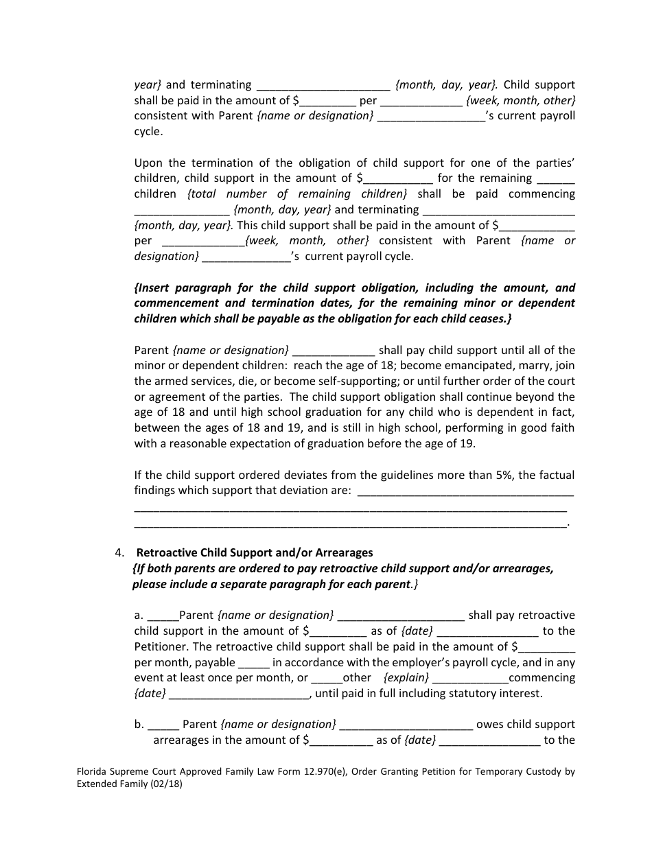 Form 12.970(E) Order Granting Petition for Temporary Custody by Extended Family - Florida, Page 6
