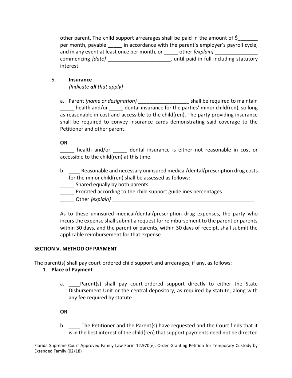 Form 12.970(E) Order Granting Petition for Temporary Custody by Extended Family - Florida, Page 7