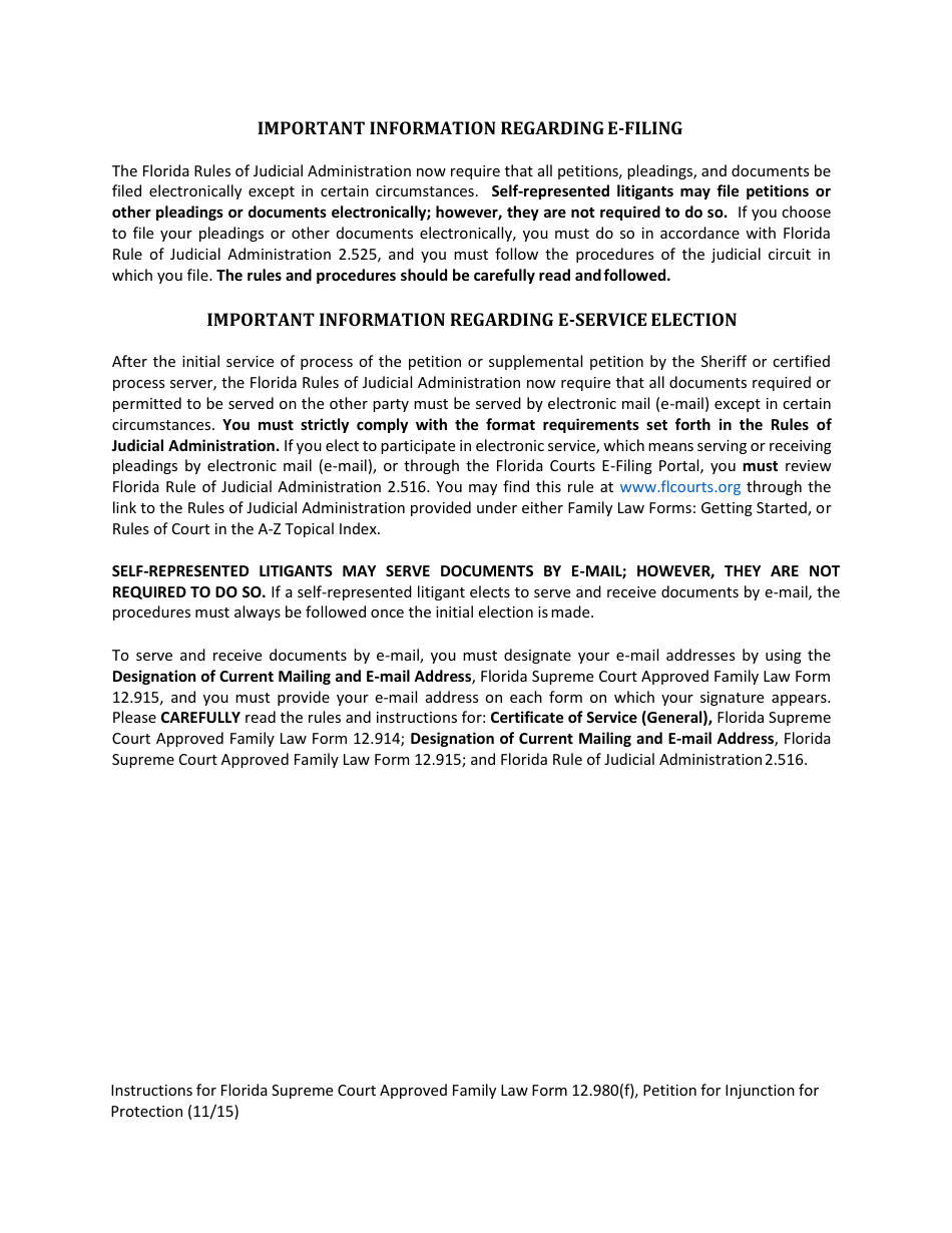 Form 12.980(F) Petition for Injunction for Protection Against Repeat Violence - Florida, Page 3