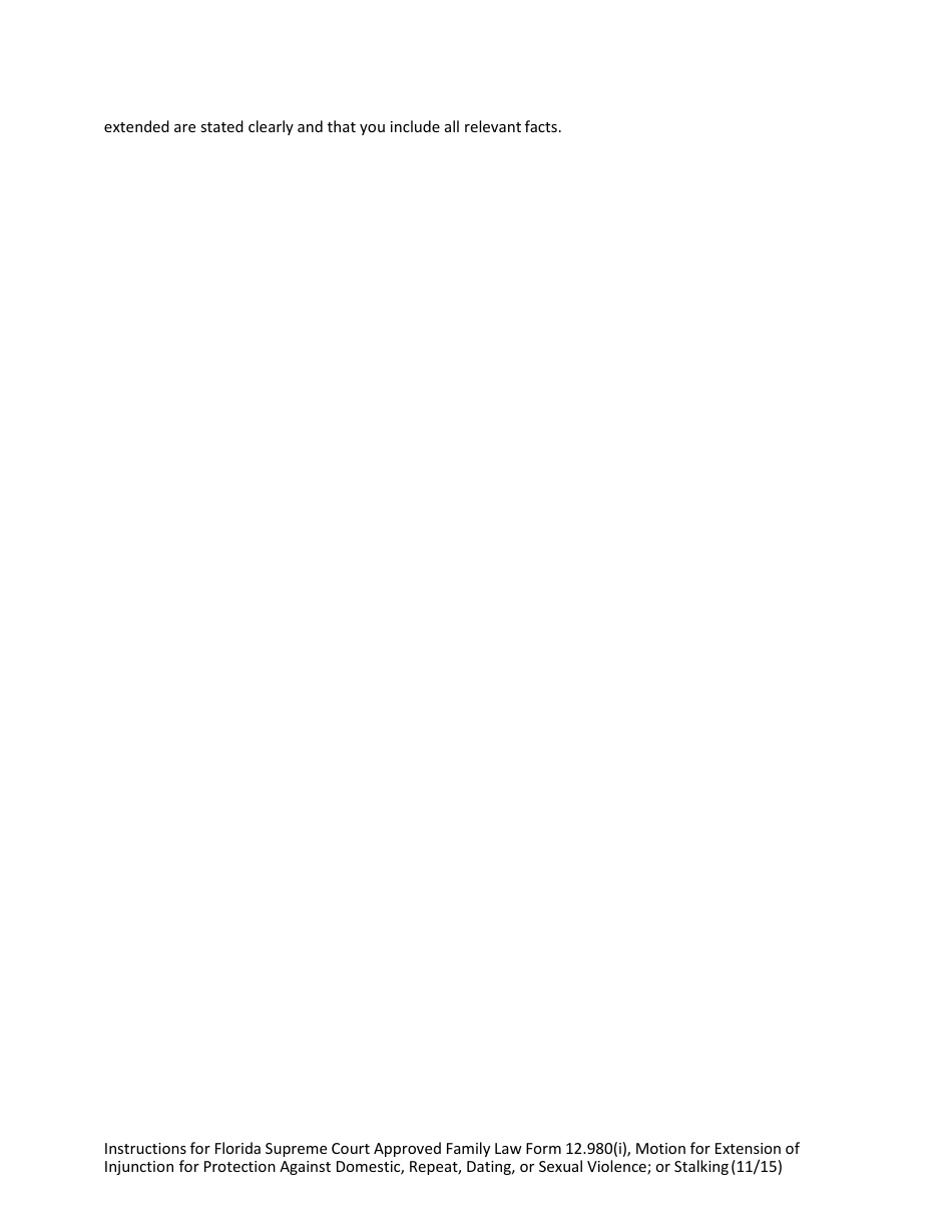 Form 12.980(I) Motion for Extension of Injunction for Protection Against Domestic, Repeat, Dating or Sexual Violence, or Stalking - Florida, Page 3