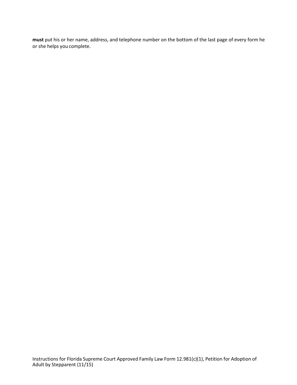 Form 12.981(C)(1) Petition for Adoption of Adult by Stepparent - Florida, Page 3