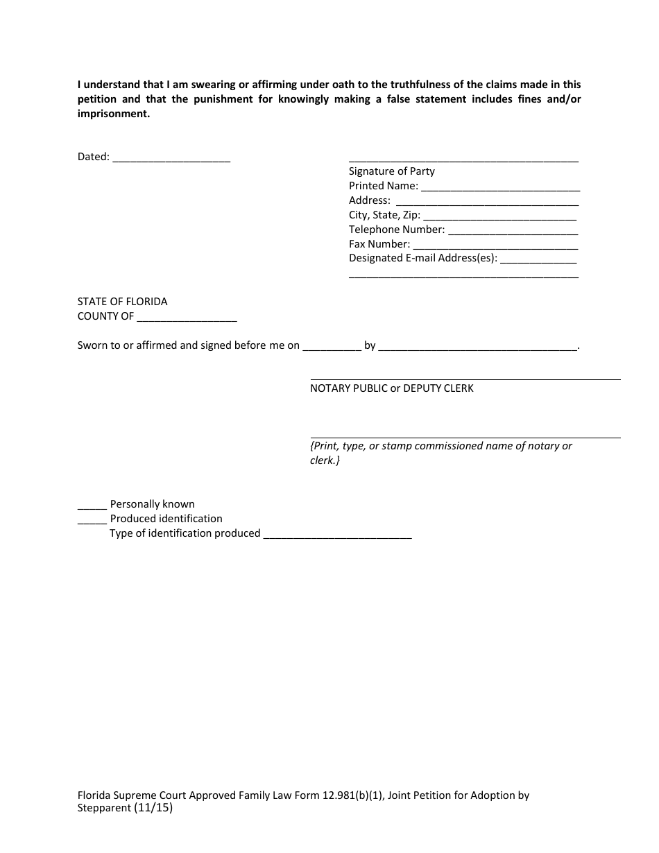 Form 12.981(B)(1) Joint Petition for Adoption by Stepparent - Florida, Page 6
