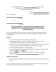 Document preview: Form 12.990(B)(2) Final Judgment of Dissolution of Marriage With Property but No Dependent or Minor Child(Ren) (Uncontested) - Florida