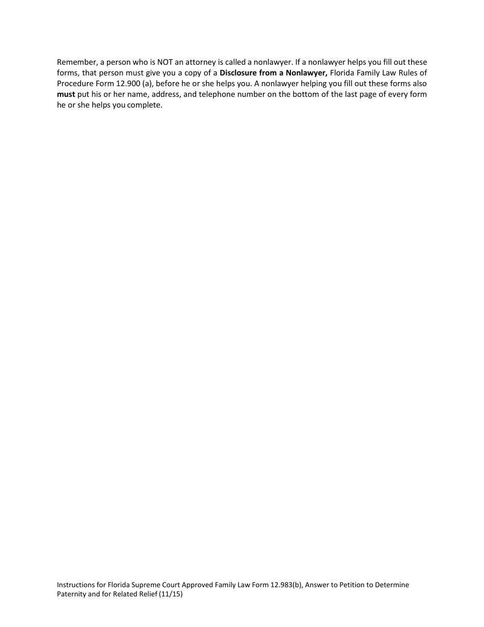 Form 12.983(B) Answer to Petition to Determine Paternity and for Related Relief - Florida, Page 4