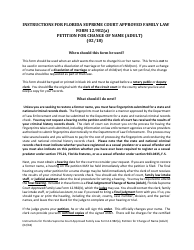Document preview: Form 12.982(A) Petition for Change of Name (Adult) - Florida