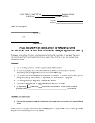 Form 12.990(B)(3) &quot;Final Judgment of Dissolution of Marriage With No Property or Dependent or Minor Child(Ren) (Uncontested)&quot; - Florida