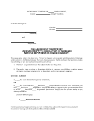 Document preview: Form 12.994(B) Final Judgment for Support Unconnected With Dissolution of Marriage With No Dependent or Minor Child(Ren) - Florida