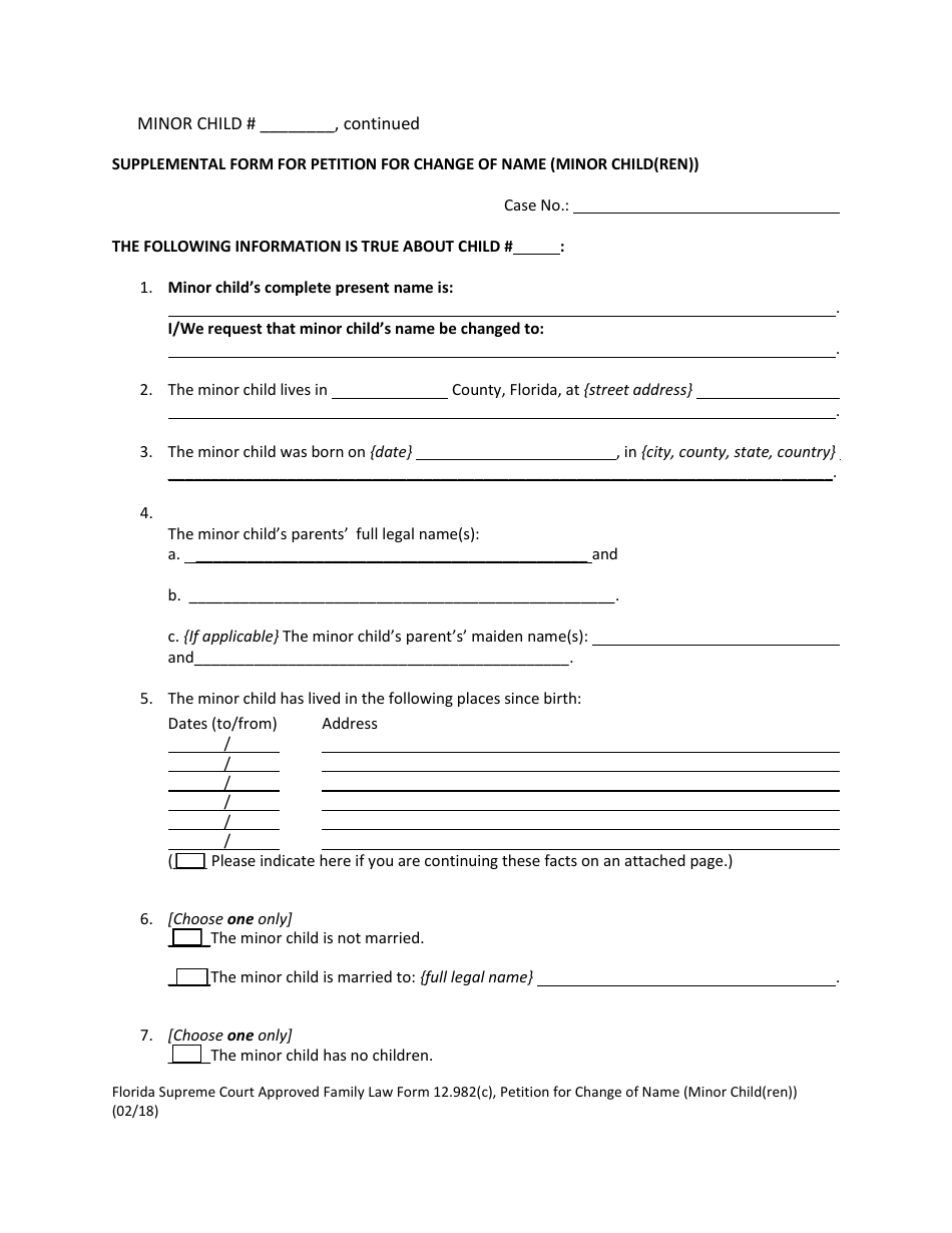 Form 12.982(C) Petition for Change of Name (Minor Child(Ren)) - Florida, Page 14