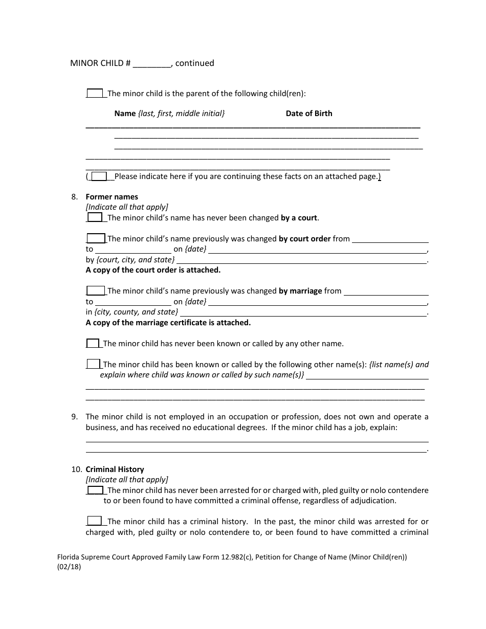 Form 12.982(C) Petition for Change of Name (Minor Child(Ren)) - Florida, Page 15