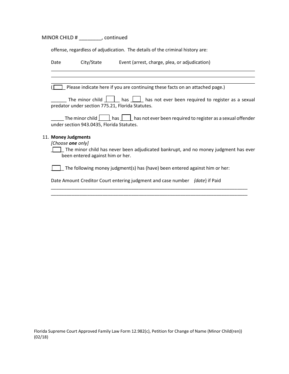 Form 12.982(C) Petition for Change of Name (Minor Child(Ren)) - Florida, Page 16