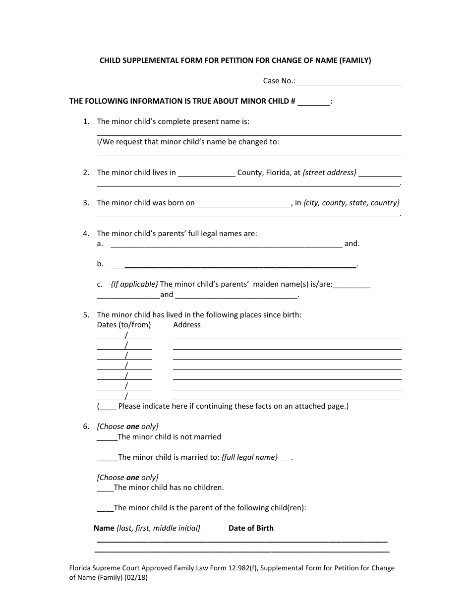 Form 12.982(F) Petition for Change of Name (Family) - Florida, Page 15