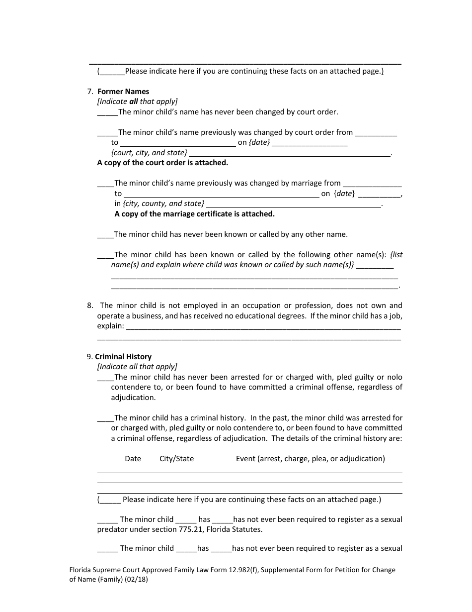 Form 12.982(F) Petition for Change of Name (Family) - Florida, Page 16
