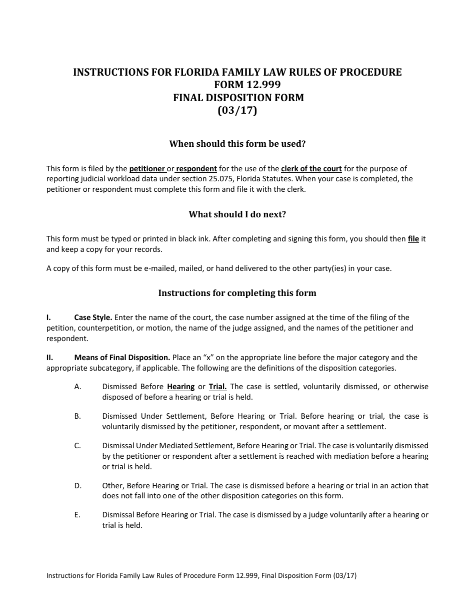 Form 12.999 Final Disposition Form - Florida, Page 1