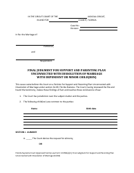 Form 12.994(A)(2) Final Judgment for Support and Parenting Plan Unconnected With Dissolution of Marriage With Dependent or Minor Child(Ren) - Florida