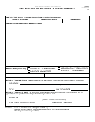 Document preview: Form 700-010-32 Final Inspection and Acceptance of Federal-Aid Project - Florida