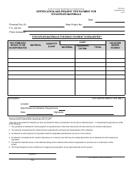Document preview: Form 700-010-42 Certification and Request for Payment for Stockpiled Materials - Florida