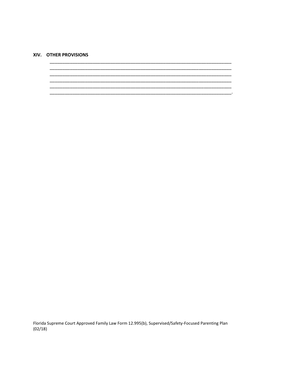 Form 12.995(B) Supervised / Safety-Focused Parenting Plan - Florida, Page 12