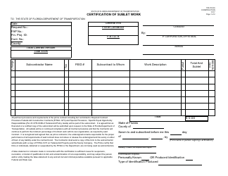 Form 700-010-36 Certification of Sublet Work - Florida
