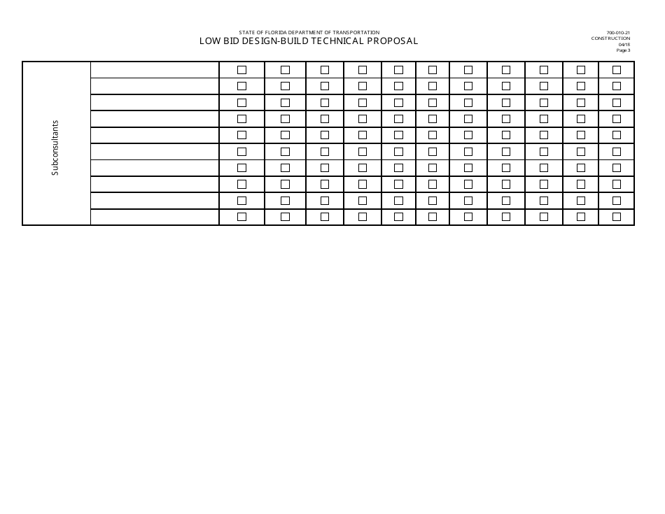 Form 700-010-21 Low Bid Design-Build Technical Proposal - Florida, Page 3