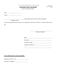 Document preview: Form 700-010-52 Contractor's Affidavit - Vehicle Registration - Florida