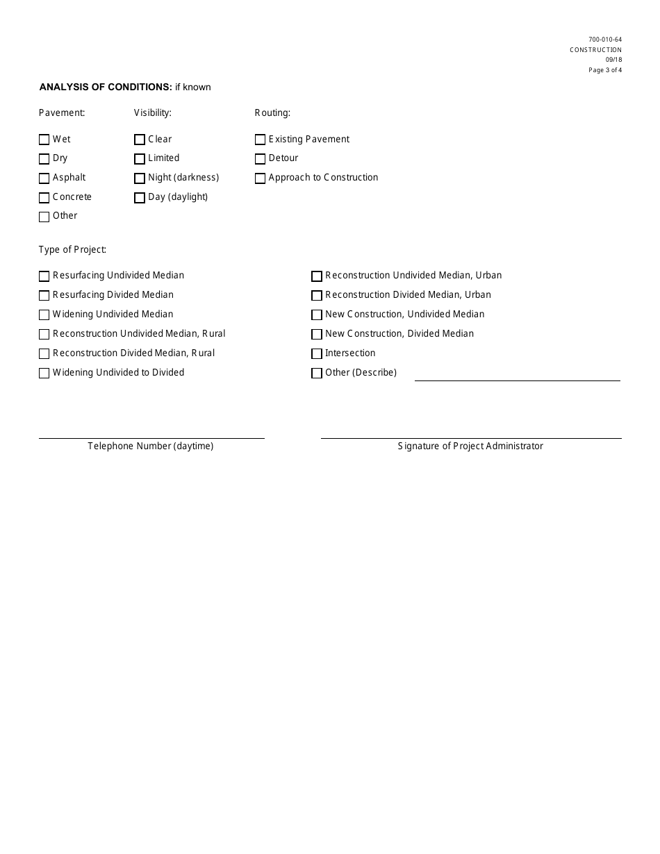 Form 700-010-64 Engineers Maintenance of Traffic (Mot) Evaluation at Crash Site - Florida, Page 3
