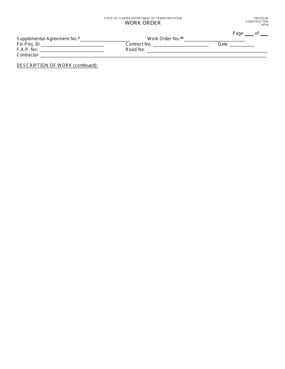 Form 700-010-80 Work Order - Florida, Page 2